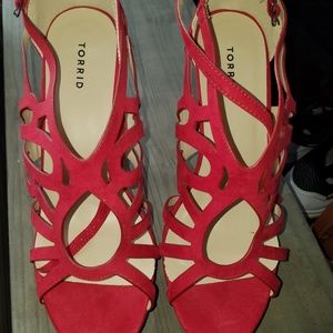 Torrid Red strappy heels size 13w